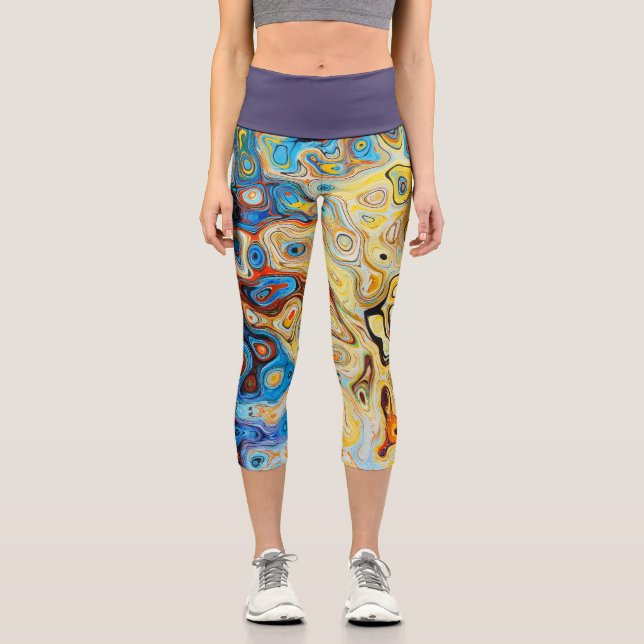 Leggings Capri Déversement d'Huile Arc-en-Ciel (Recto)