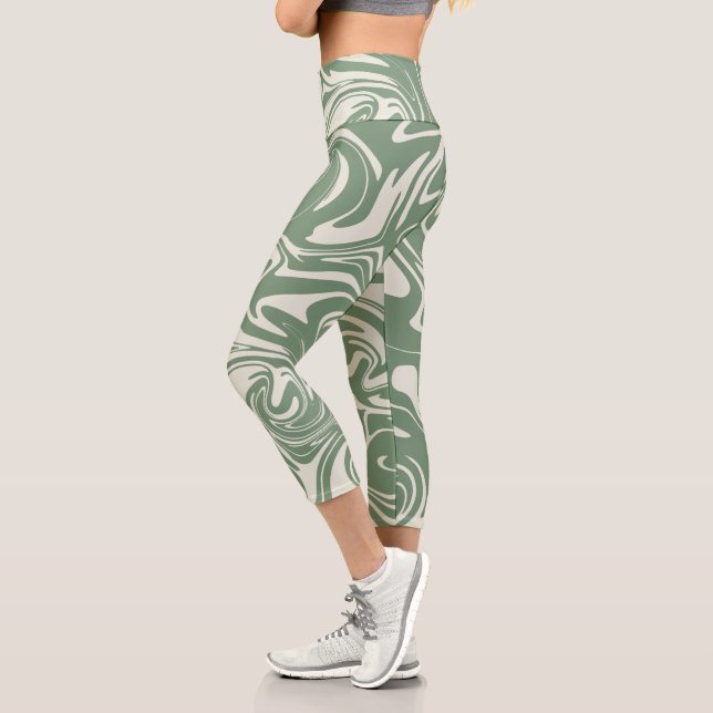 Leggings Capri Déversement - Vert (Gauche)