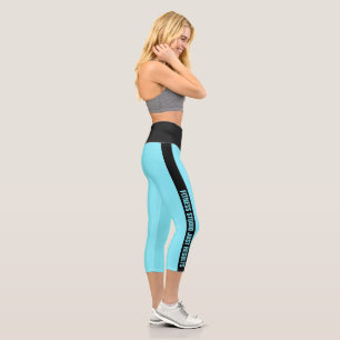 Leggings Capri Devise de fitness personnalisée Rayure noire bleu