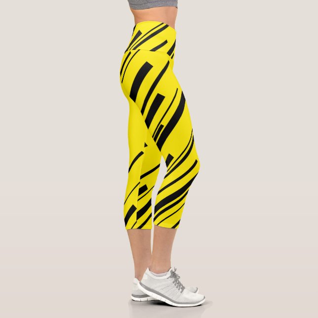 Leggings Capri Diagonales en jaune et noir (Droite)
