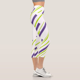 Leggings Capri Diagonales en vert citron et violet