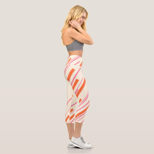 Leggings Capri Diagonales - rose, orange et crème