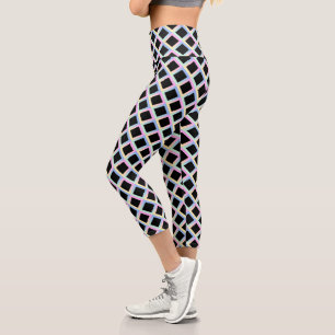 Leggings Capri Diamants symétriques noirs avec cadres de dégradé