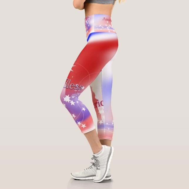 Leggings Capri Dieu bénisse la liberté d'Amérique (Gauche)