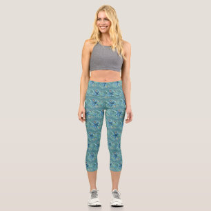Leggings Capri Différents types de coquillages tropicaux peinture