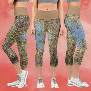 Leggings Capri Digital Mandala jaune et bleu