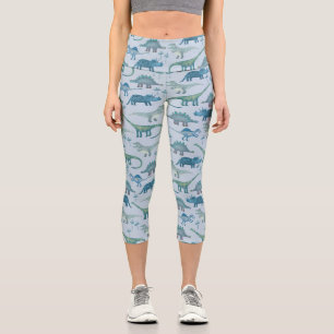 Leggings Capri Dinosaur Motif bleu
