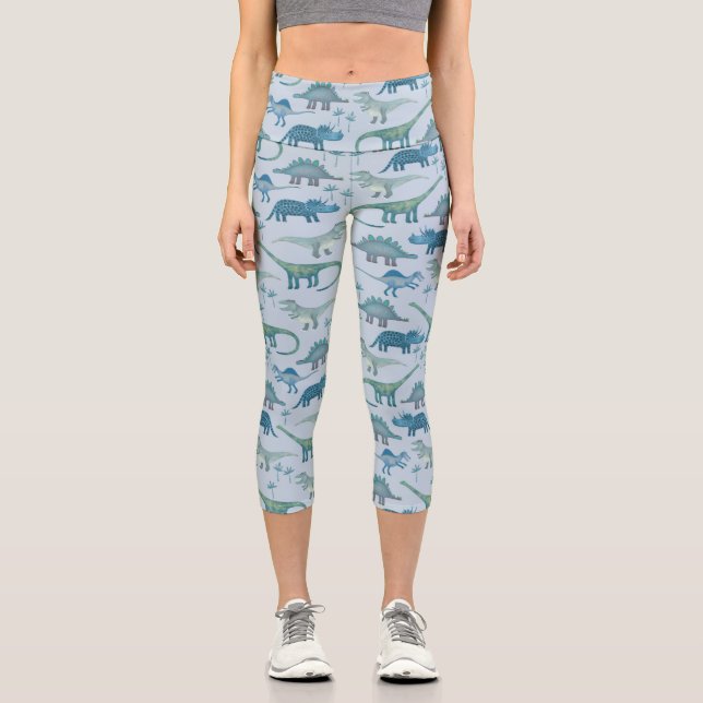 Leggings Capri Dinosaur Motif bleu (Recto)
