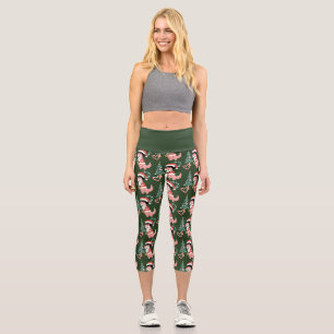 Leggings Capri dinosaure de l'arbre de Noël super disco