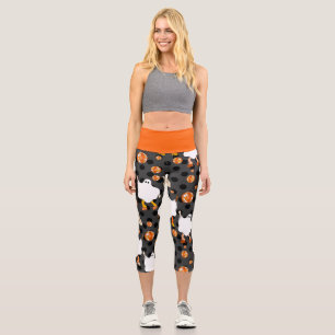 Leggings Capri disco halloween africaine fantôme orange
