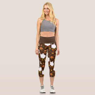 Leggings Capri disco halloween ghost africain brun