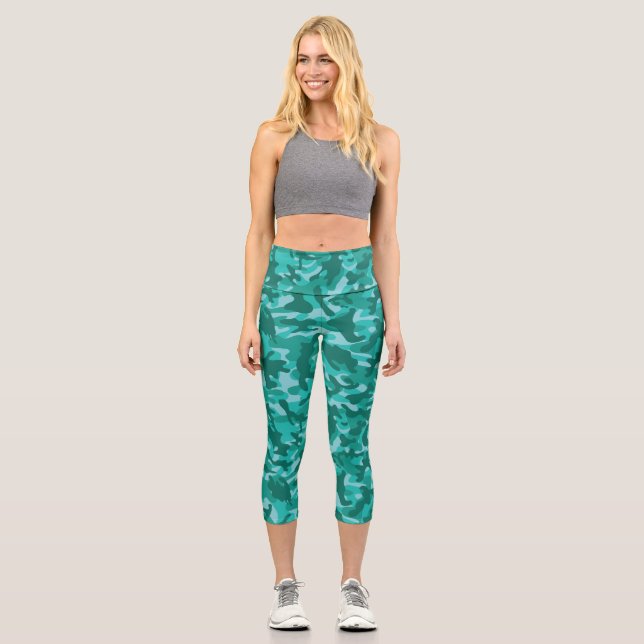 Leggings Capri Dispositif de camouflage bleu persian (Recto)