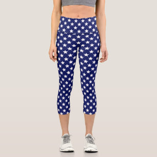 Leggings Capri DIY Colours Stars White Navy