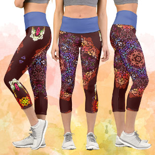Leggings Capri Dot Mandala Bleu orange et violet