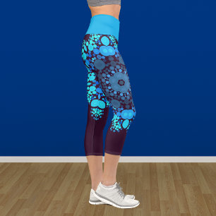 Leggings Capri Dot Mandala Flower bleu et violet