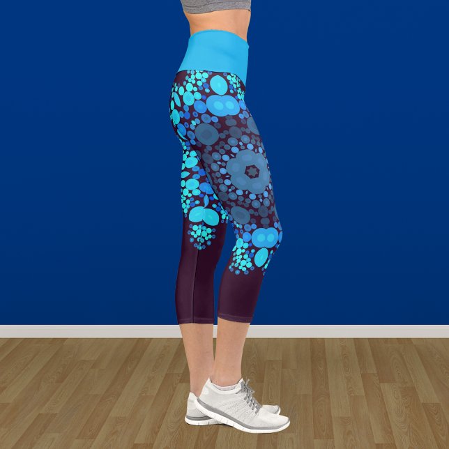 Leggings Capri Dot Mandala Flower bleu et violet (Créateur téléchargé)