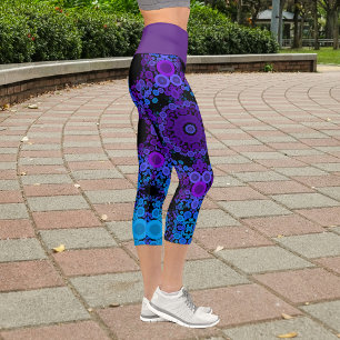 Leggings Capri Dot Mandala Flower bleu et violet