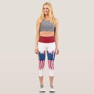 Leggings Capri Drapeau américain haut taille Capris