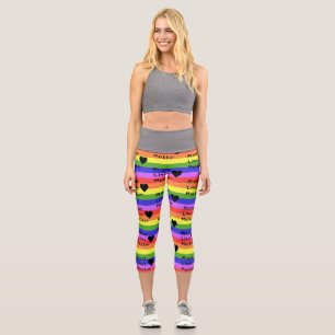 Leggings Capri Drapeau arc-en-ciel Texte LGBTQ de Black Lives Mat