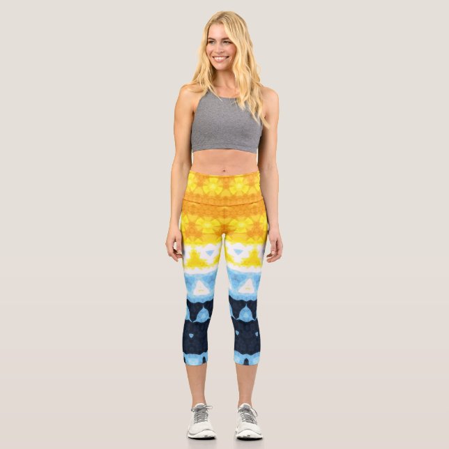Leggings Capri Drapeau de fierté Boho Groovy Géométrique Abstrait (Recto)