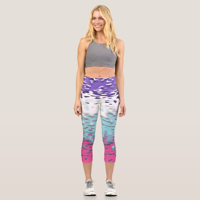 Leggings Capri Drapeau de fierté multisexuel funky trippy ondulé  (Recto)