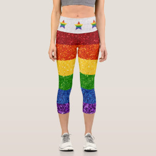 Leggings Capri Drapeau de la Fierté arc-en-ciel LGBT Parties scin