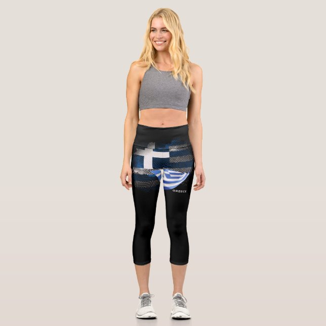 Leggings Capri Drapeau de la Grèce (Recto)