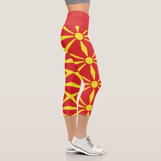 Leggings Capri Drapeau de la Macédoine du Nord (Droite)