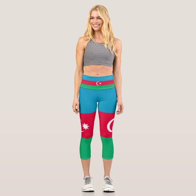 Leggings Capri Drapeau de l'Azerbaïdjan patriotique (Recto)