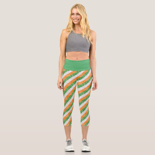 Leggings Capri Drapeau de l'Irlande avec le motif shamrock Capri