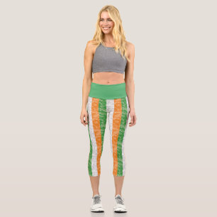 Leggings Capri Drapeau de l'Irlande avec le motif shamrock Capri 