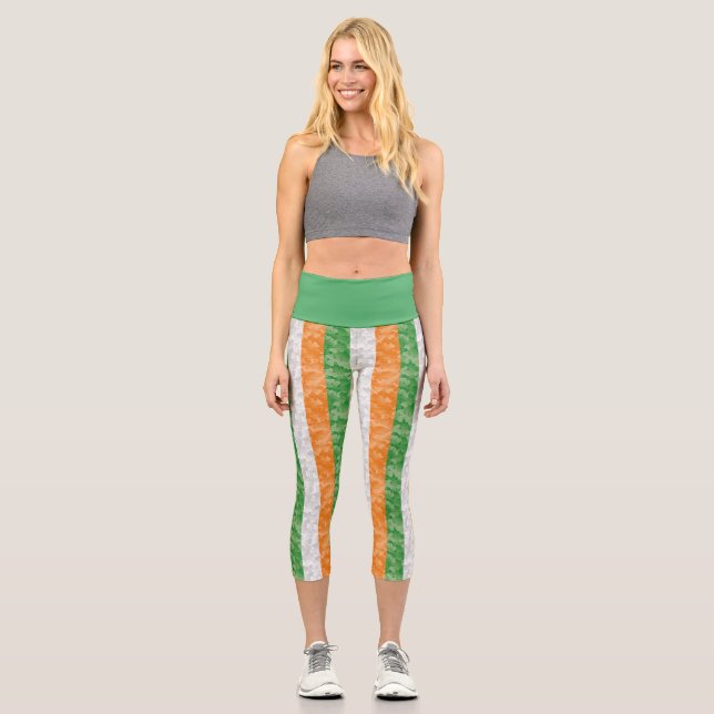 Leggings Capri Drapeau de l'Irlande avec le motif shamrock Capri  (Recto)