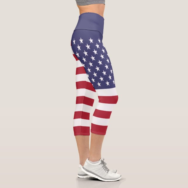 Leggings Capri Drapeau des États-Unis (Droite)