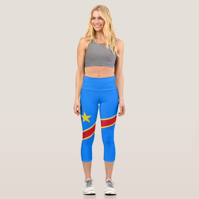 Leggings Capri Drapeau du Congo (Recto)
