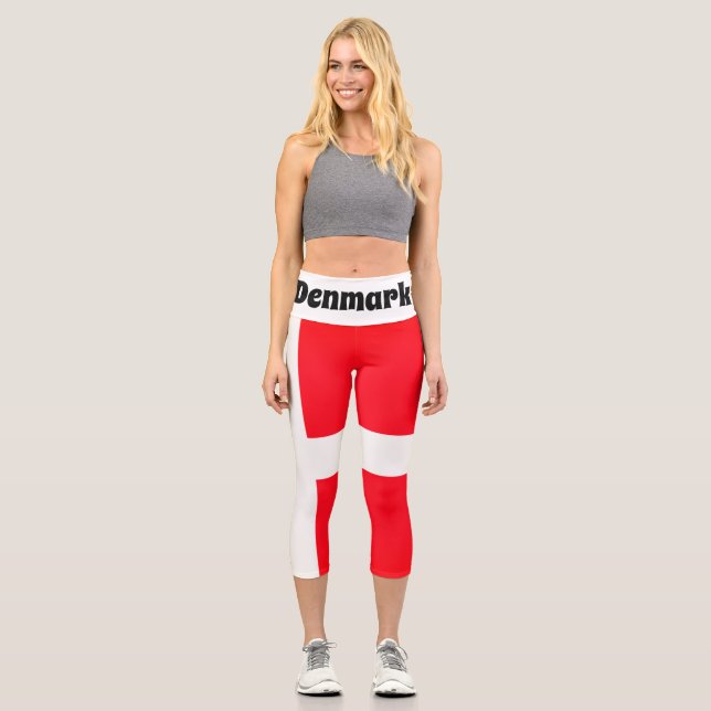 Leggings Capri Drapeau du Danemark Pantalon de yoga (Recto)