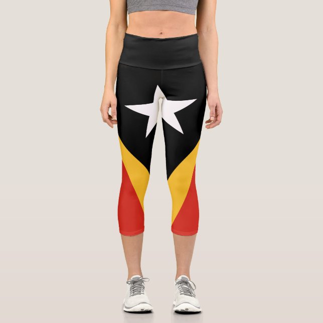 Leggings Capri Drapeau du Timor oriental (Recto)
