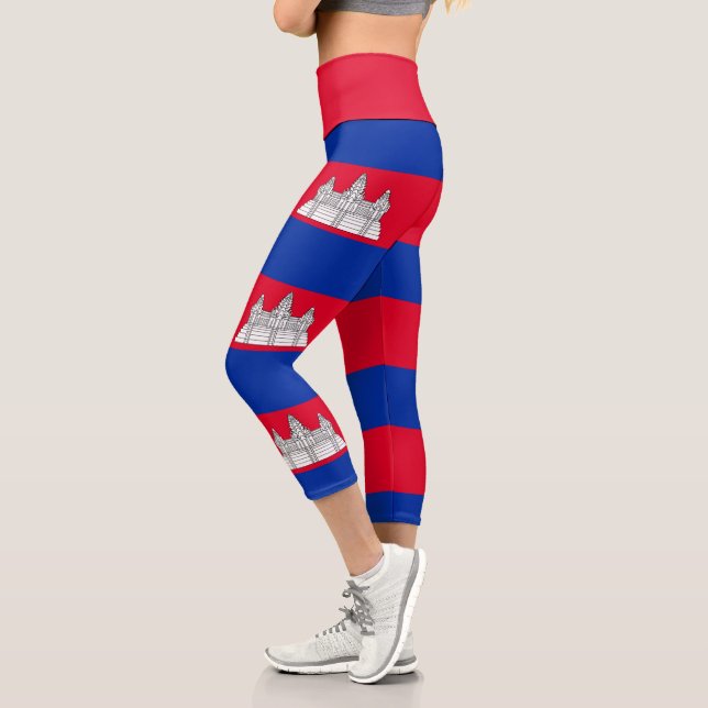 Leggings Capri Drapeau patriotique cambodgien (Gauche)