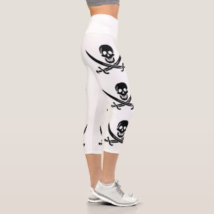 Leggings Capri Drapeau pirate crâne épées croisées