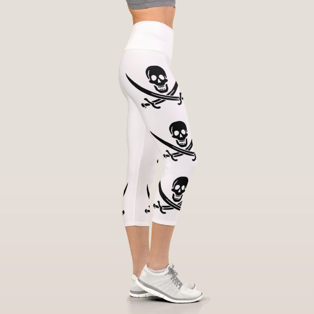 Leggings Capri Drapeau pirate crâne épées croisées (Droite)