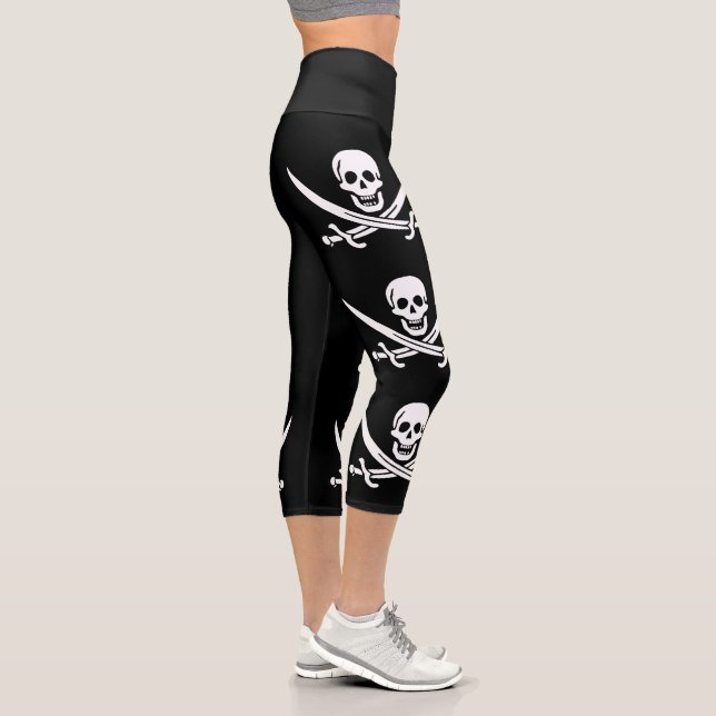 Leggings Capri Drapeau pirate crâne épées croisées (Droite)