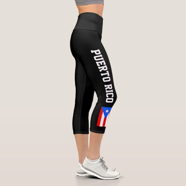 Leggings Capri Drapeau Porto Rico haute taille personnalisée Capr (Droite)