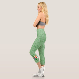 Leggings Capri Drapeau trèfle personnalisé américano-irlandais-po