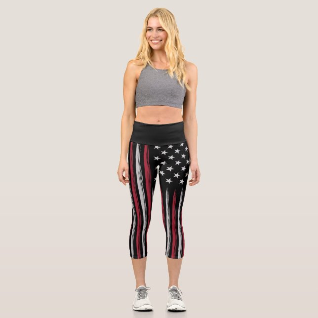 Leggings Capri Drapeau USA grunge (Recto)