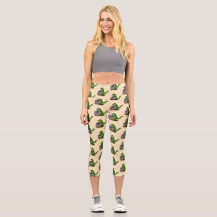 Leggings Capri Drôle alligator vert cuisine dessin animé