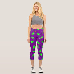 Leggings Capri drôle astronaute grenouille espace violet