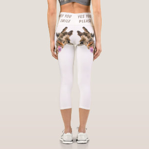 Leggings Capri Drôle de la Girafe hors jeu Wink - Ajouter du tex
