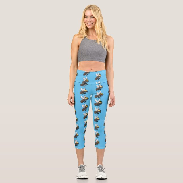 Leggings Capri Drôle dessin animé d'insecte de la mouche à cheval (Recto)
