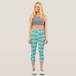 Leggings Capri Drôle grenouille verte avec dessin de mouches