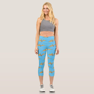 Leggings Capri Drôle mignon dessin animé de pterodactyle volant o