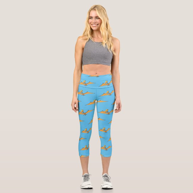 Leggings Capri Drôle mignon dessin animé de pterodactyle volant o (Recto)